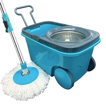 HEAVY DUTY MICROFIBER SPIN MOP WITH PLASTIC BUCKET