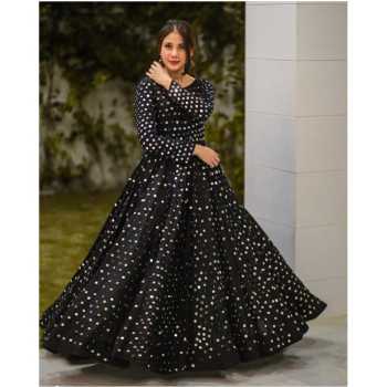 Full Sleeves Top with Lehenga In Papper Mirror Work