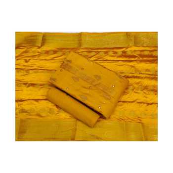 Embroidery Worked Dress Material in Pure Jam Silk With Brocade Dupatta