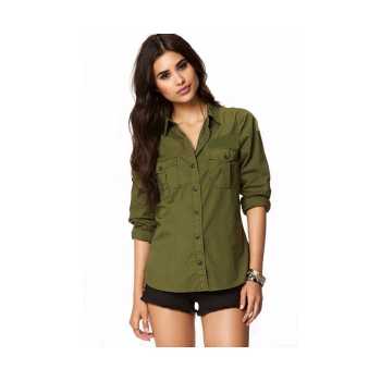 Womens Casual Full Sleeves Double Pocket Shirt