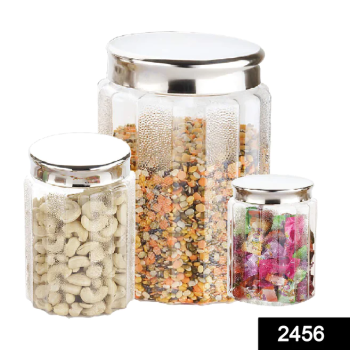 JAR CONTAINER COMING WITH METAL AIR TIGHT AND RUST PROOF CAP (SET OF 3)