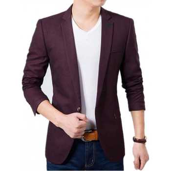 Mens Slim Fit Blazzer In Wine-extra large